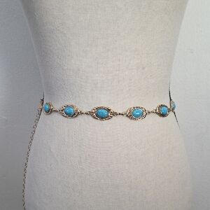 Gold Chain Belt with Turquoise Accents